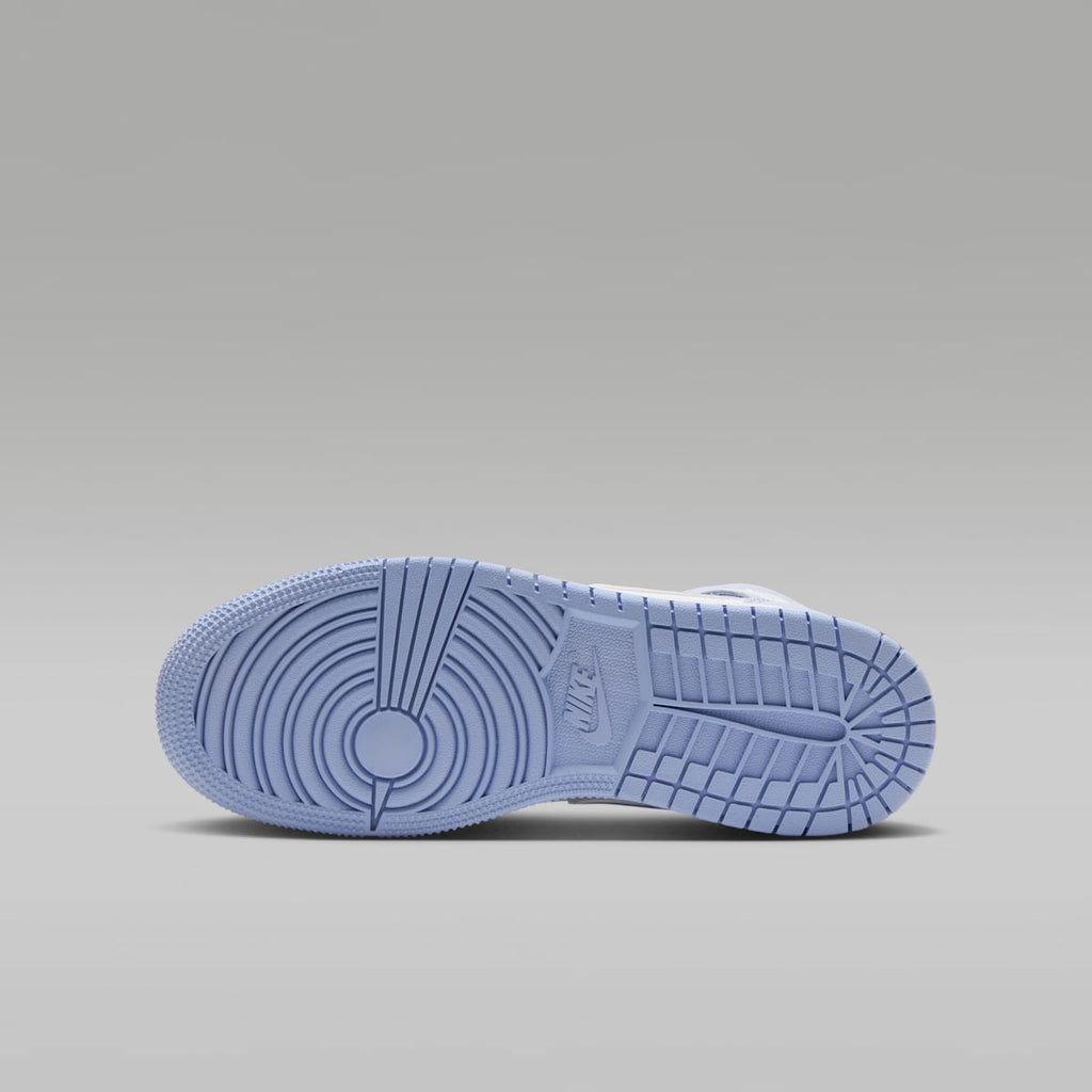Air Jordan 1 Mid Big Kids' Shoes - Hydrogen Blue/Aluminum/White - Image 2