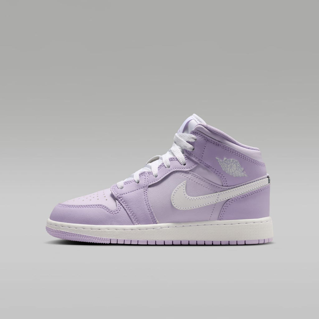 Air Jordan 1 Mid Big Kids' Shoes - Violet Mist/Barely Grape/White - Image 1