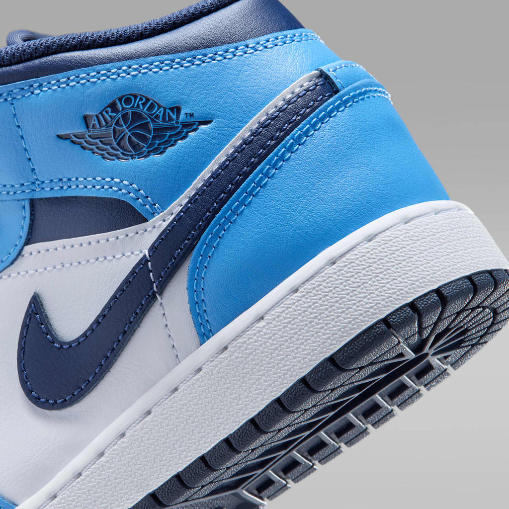 Air Jordan 1 Mid Big Kids' Shoes - University Blue/White/Sail/Midnight Navy - Image 8
