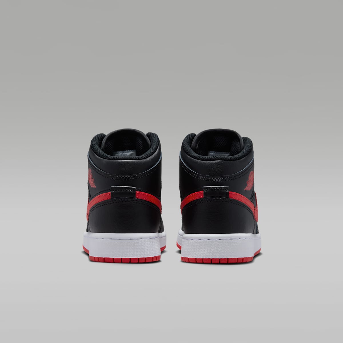 Air Jordan 1 Mid Big Kids' Shoes - Black/White/University Red - Image 6