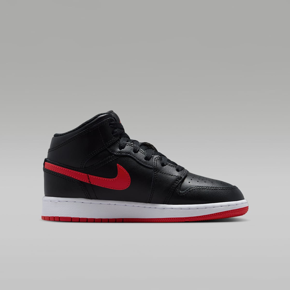 Air Jordan 1 Mid Big Kids' Shoes - Black/White/University Red - Image 3
