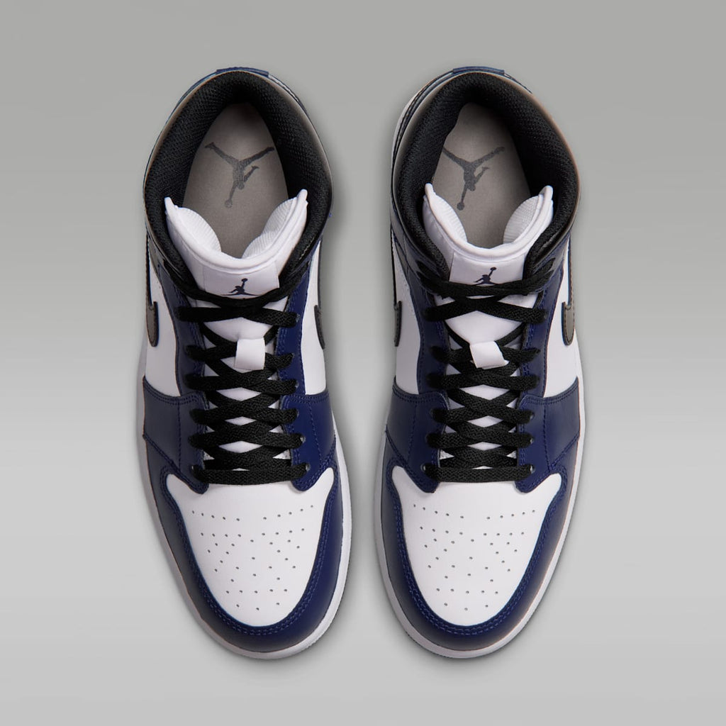 Women's Air Jordan 1 Mid Men's Shoes - White/College Navy/White/Tech Grey