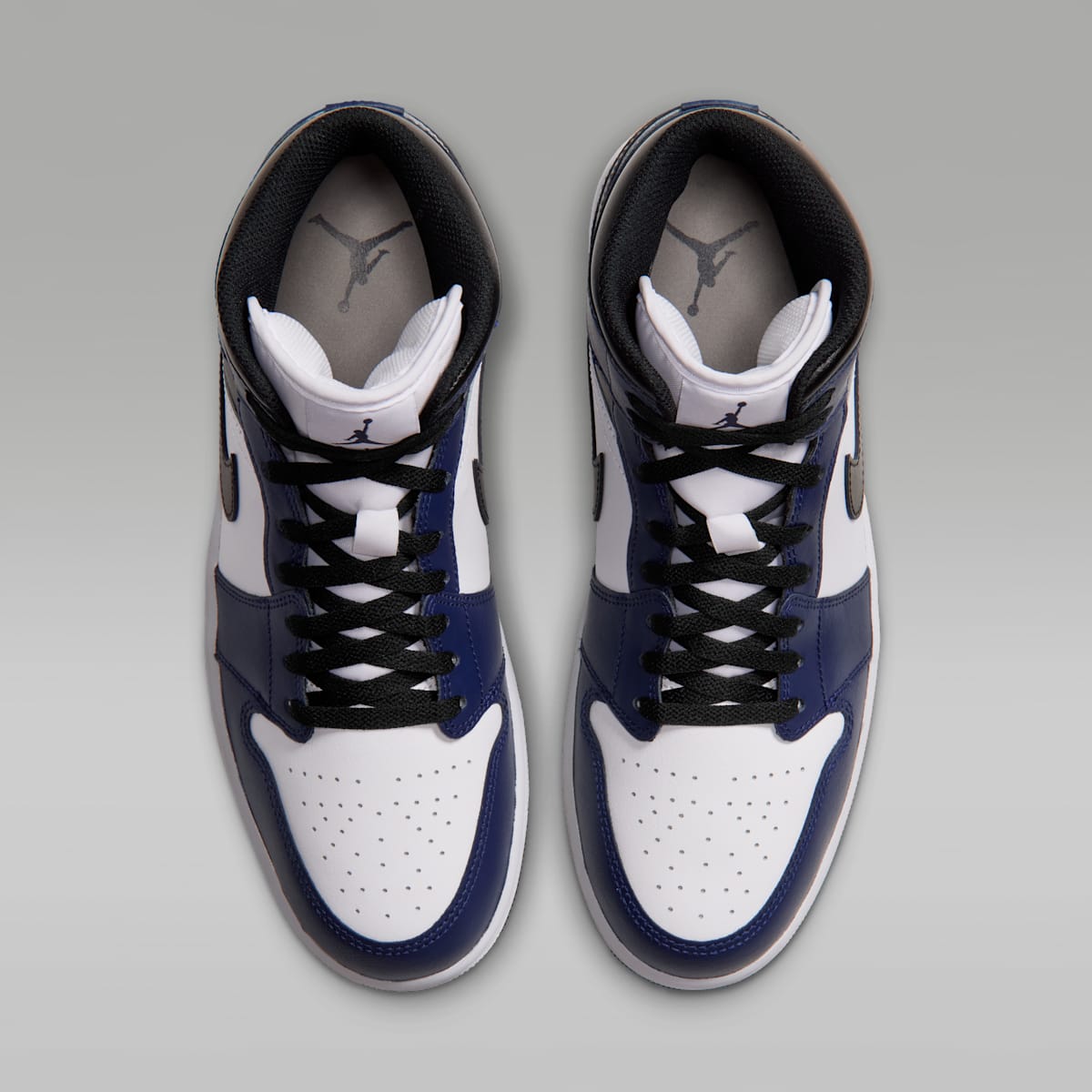 Women's Air Jordan 1 Mid Men's Shoes - White/College Navy/White/Tech Grey