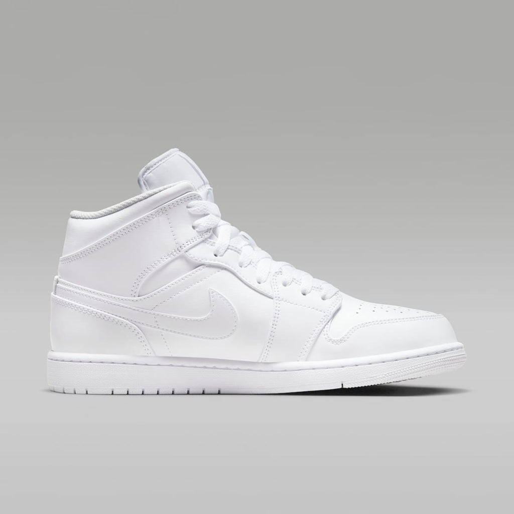 Air Jordan 1 Mid Men's Shoes - White/White/White - Image 3