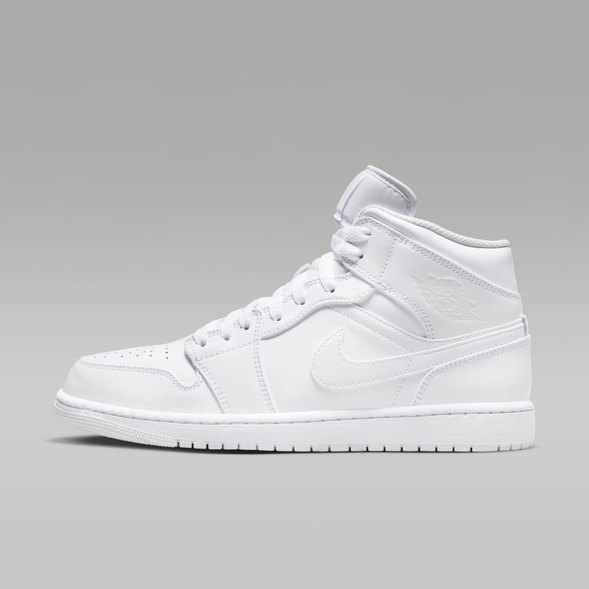 Air Jordan 1 Mid Men's Shoes - White/White/White - Image 1