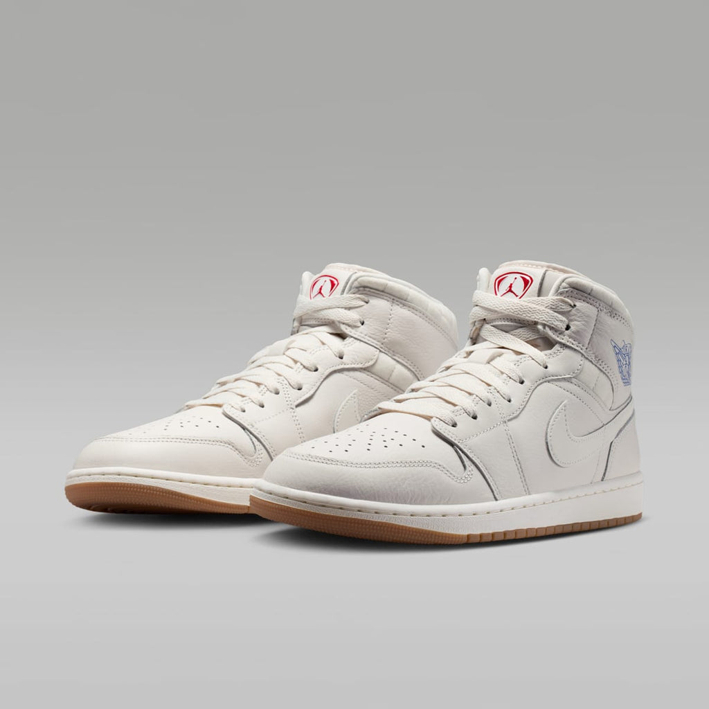 Air Jordan 1 Mid SE Men's Shoes - Phantom/Gum Dark Brown/University Red/Sail - Image 5