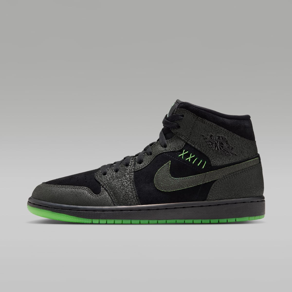 Air Jordan 1 Mid SE Men's Shoes - Black/Sequoia/Scream Green/Black - Image 1