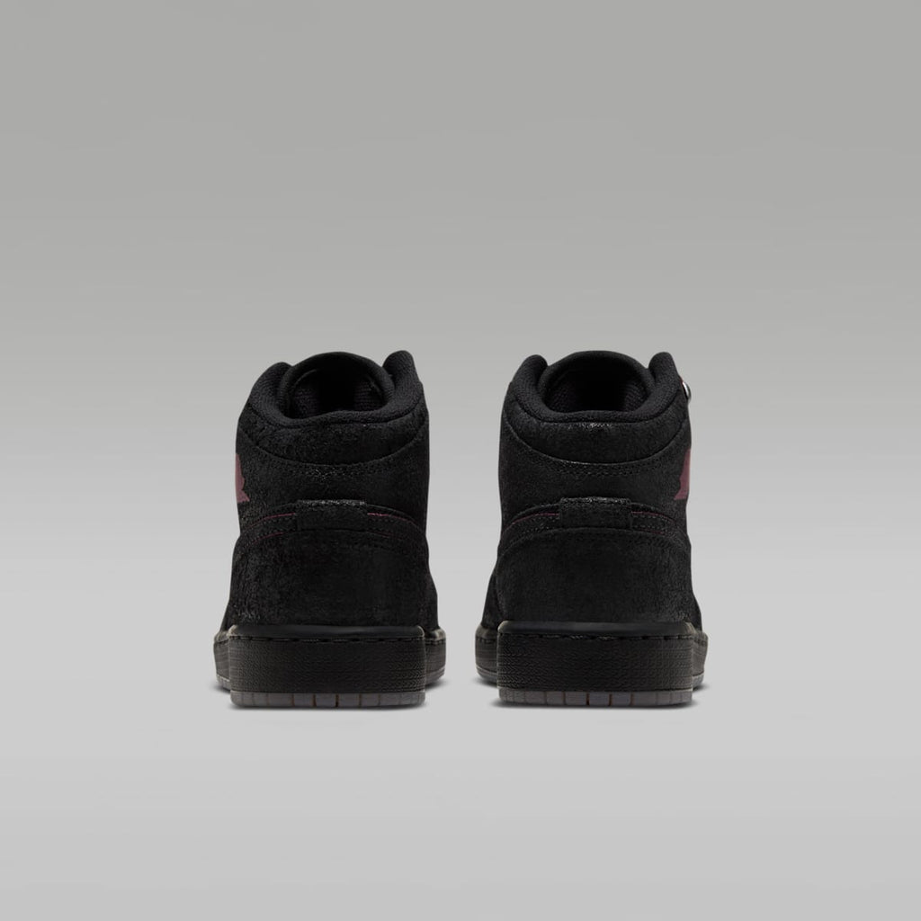 Air Jordan 1 Mid SE Big Kids' Shoes - Black/Gum Medium Brown/Team Red - Image 6
