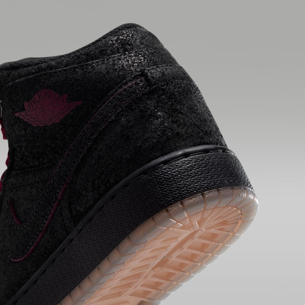 Air Jordan 1 Mid SE Big Kids' Shoes - Black/Gum Medium Brown/Team Red - Image 8