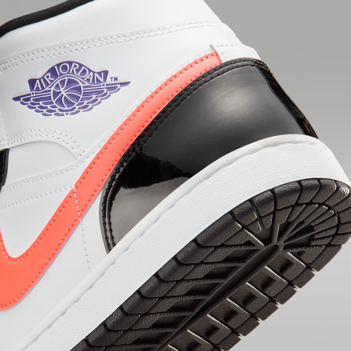 Air Jordan 1 Mid SE Men's Shoes - Black/White/Court Purple/Bright Mango - Image 8