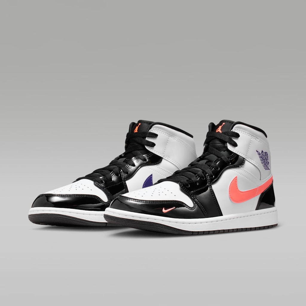 Air Jordan 1 Mid SE Men's Shoes - Black/White/Court Purple/Bright Mango - Image 5