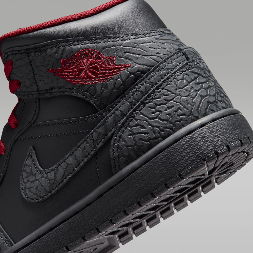 Air Jordan 1 Mid SE Men's Shoes - Black/Black/Tough Red - Image 8