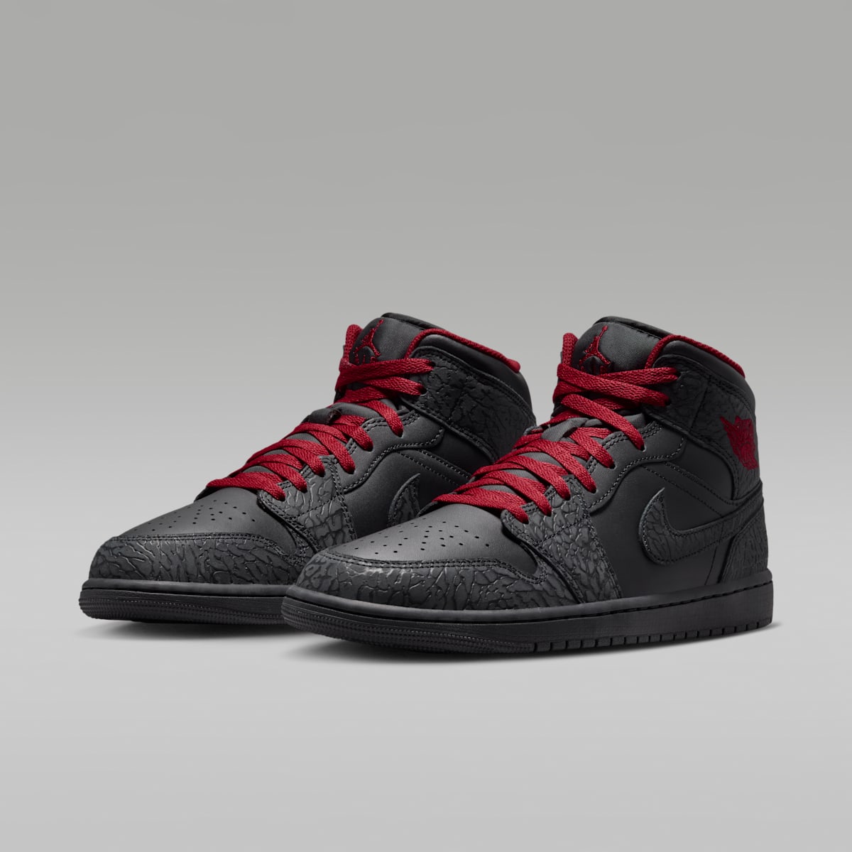 Air Jordan 1 Mid SE Men's Shoes - Black/Black/Tough Red - Image 5