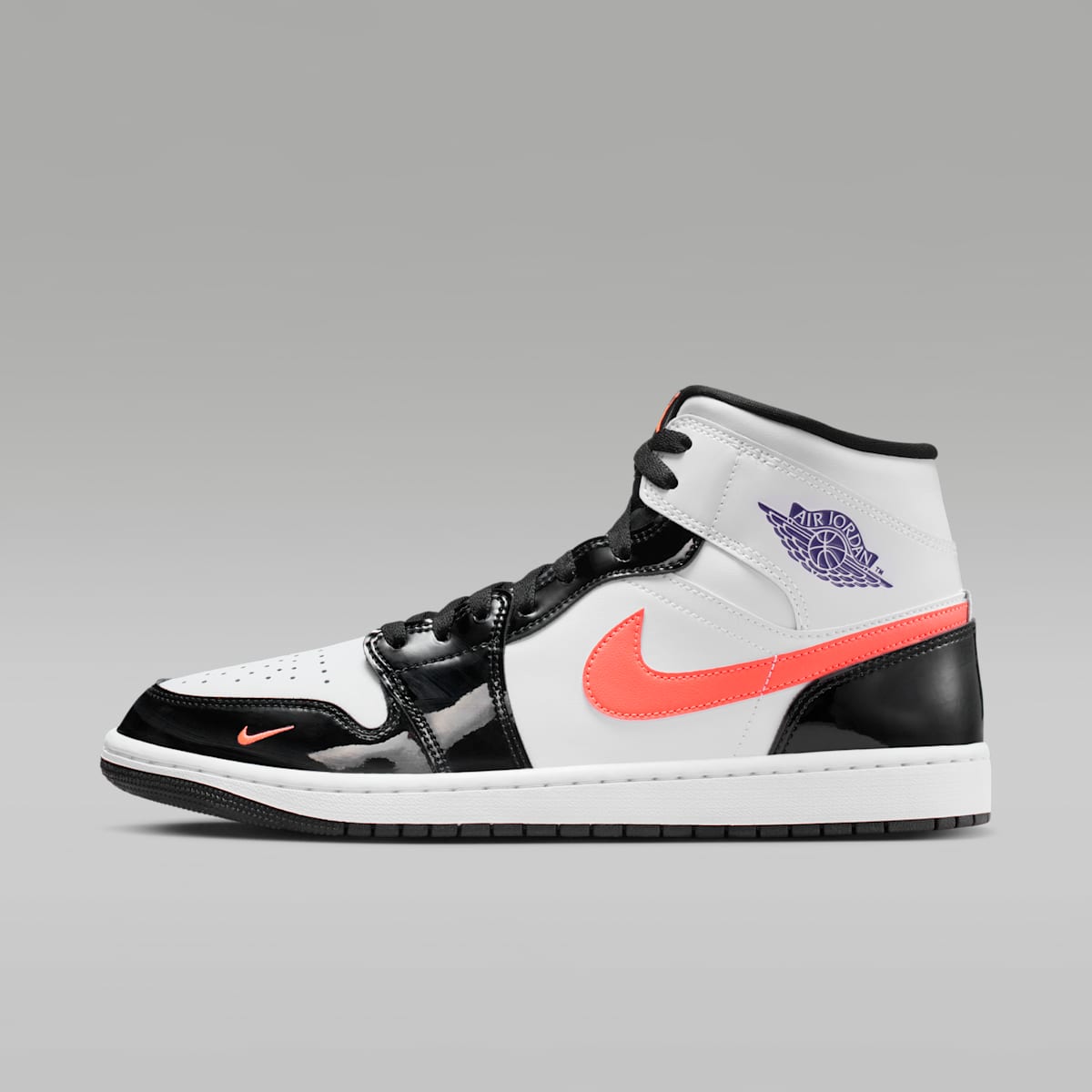 Air Jordan 1 Mid SE Men's Shoes - Black/White/Court Purple/Bright Mango - Image 1