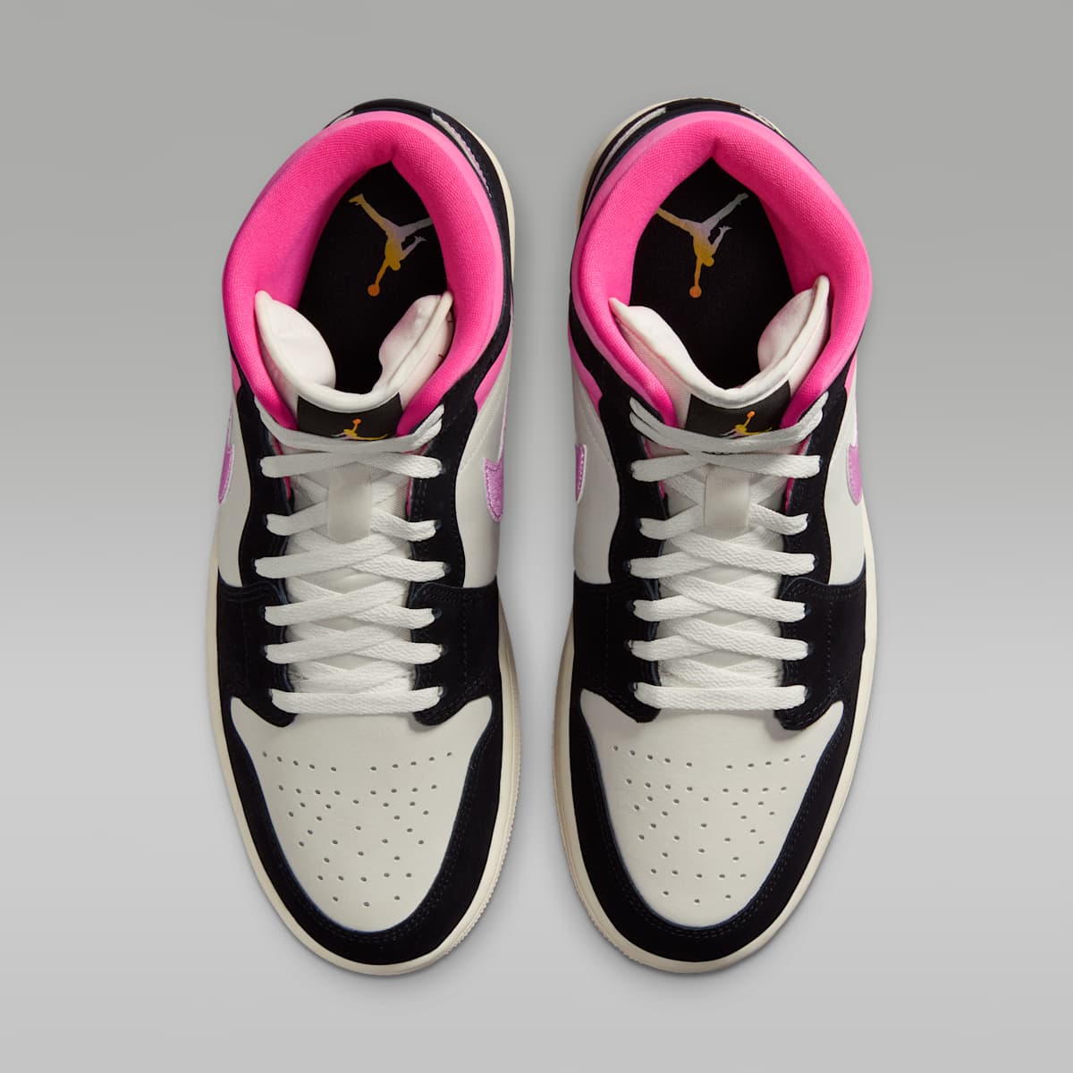 Women's Air Jordan 1 Mid SE Men's Shoes - Black/Sail/Pinksicle/University Gold