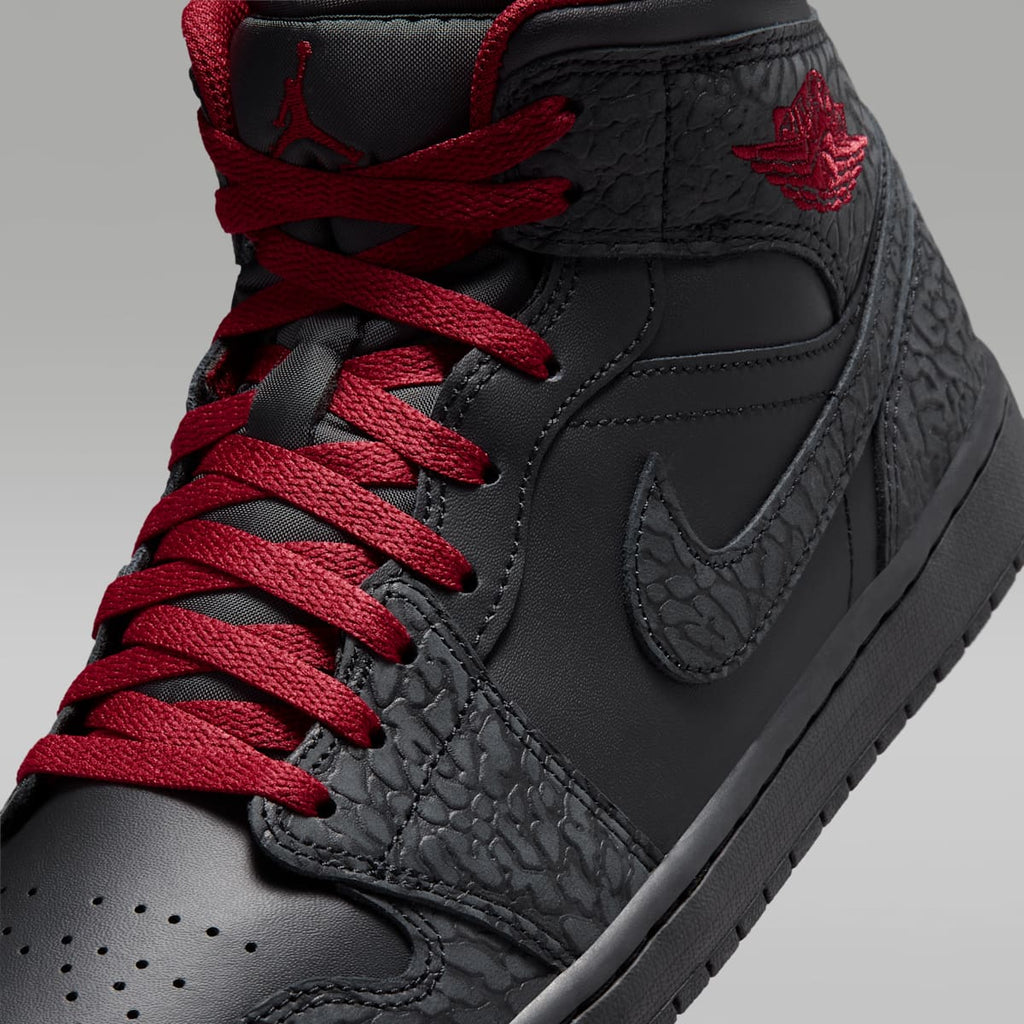 Air Jordan 1 Mid SE Men's Shoes - Black/Black/Tough Red - Image 7
