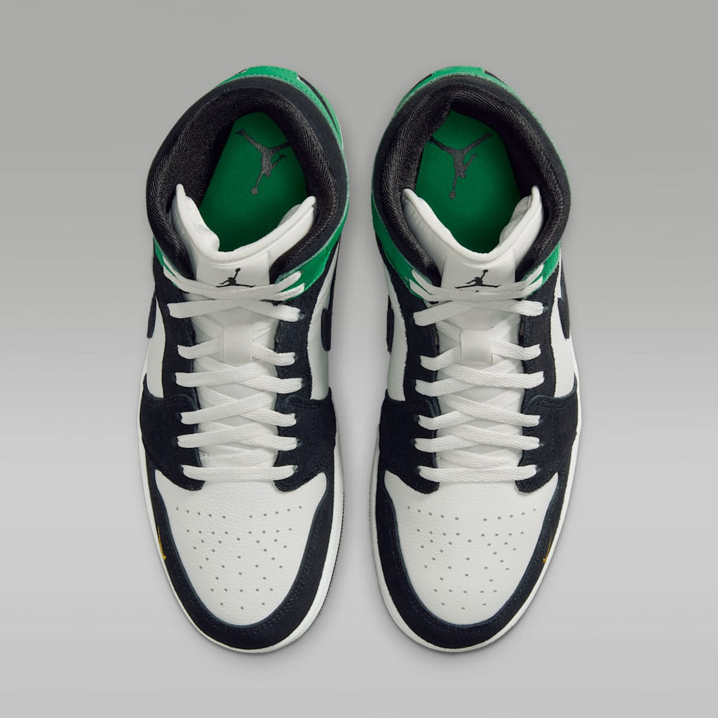 Air Jordan 1 Mid SE Men's Shoes - Summit White/Lucky Green/University Gold/Black - Image 4