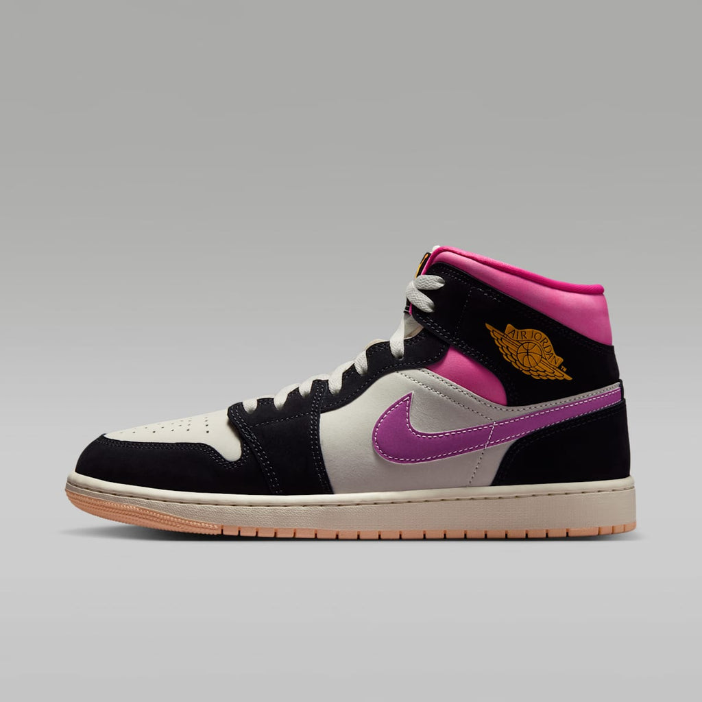 Air Jordan 1 Mid SE Men's Shoes - Black/Sail/Pinksicle/University Gold - Image 1