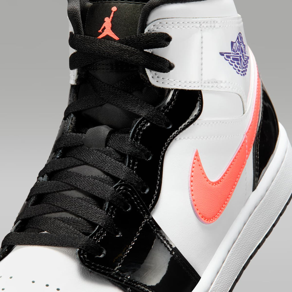 Air Jordan 1 Mid SE Men's Shoes - Black/White/Court Purple/Bright Mango - Image 7