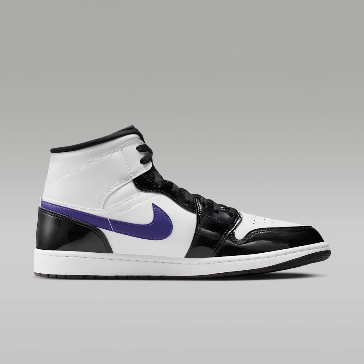 Air Jordan 1 Mid SE Men's Shoes - Black/White/Court Purple/Bright Mango - Image 3