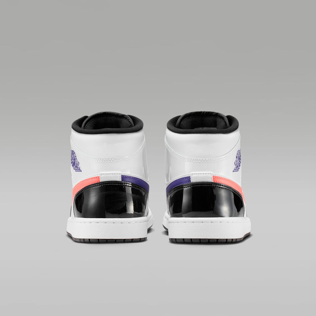 Air Jordan 1 Mid SE Men's Shoes - Black/White/Court Purple/Bright Mango - Image 6