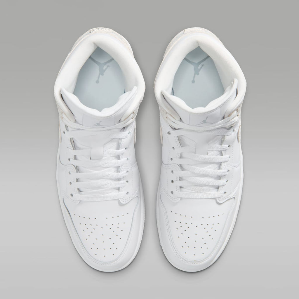 Air Jordan 1 Mid SE Men's Shoes - White/White/White/Field Silver - Image 4