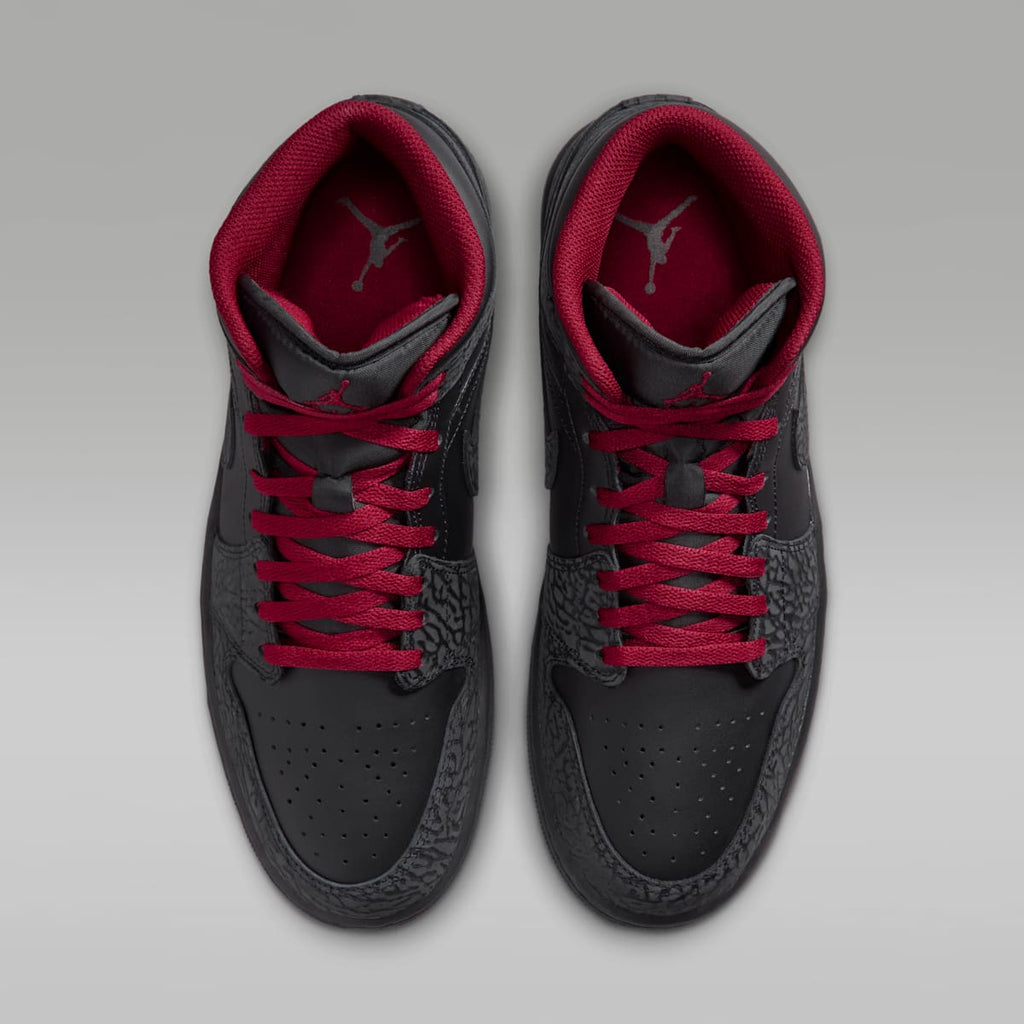 Air Jordan 1 Mid SE Men's Shoes - Black/Black/Tough Red - Image 4