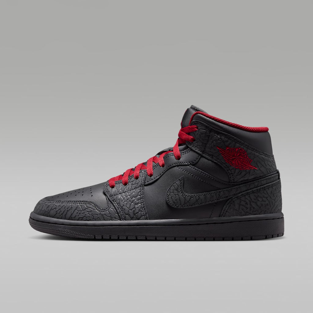 Air Jordan 1 Mid SE Men's Shoes - Black/Black/Tough Red - Image 1