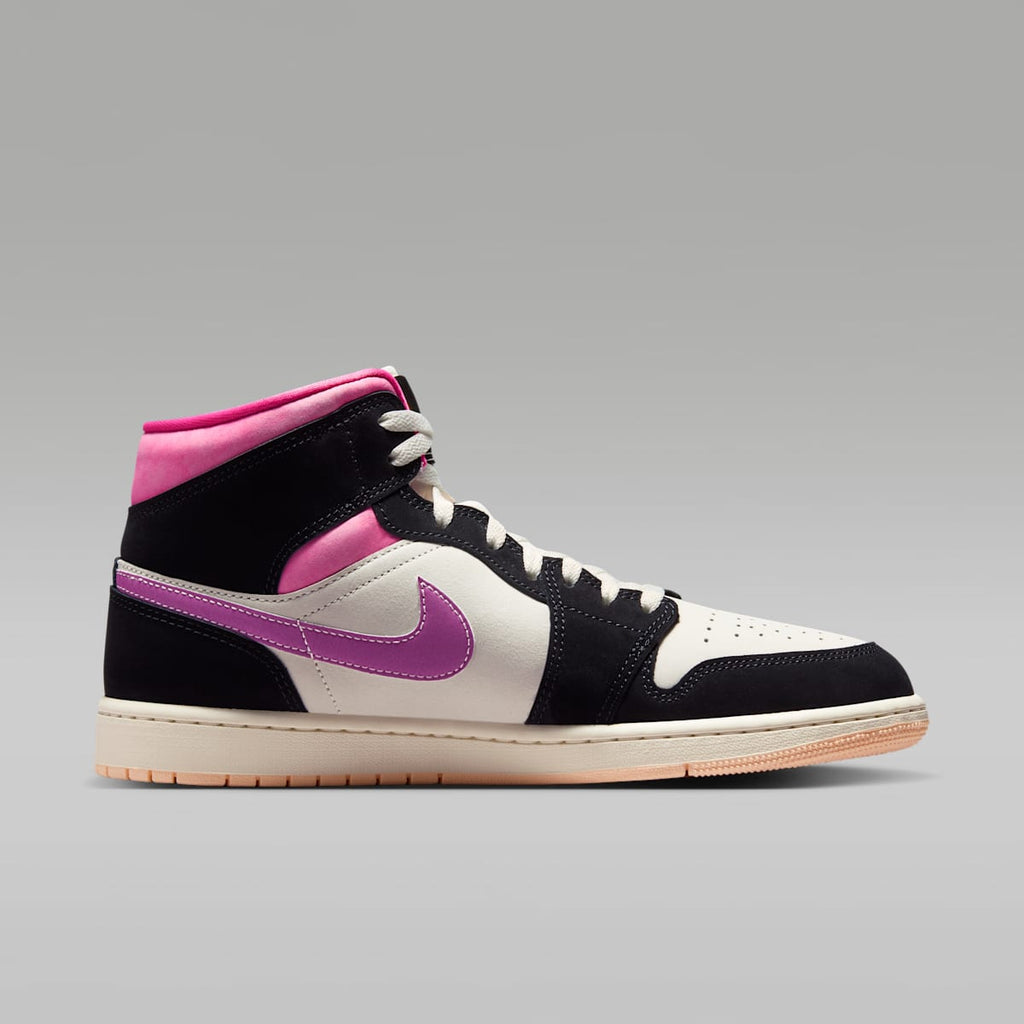 Air Jordan 1 Mid SE Men's Shoes - Black/Sail/Pinksicle/University Gold - Image 3