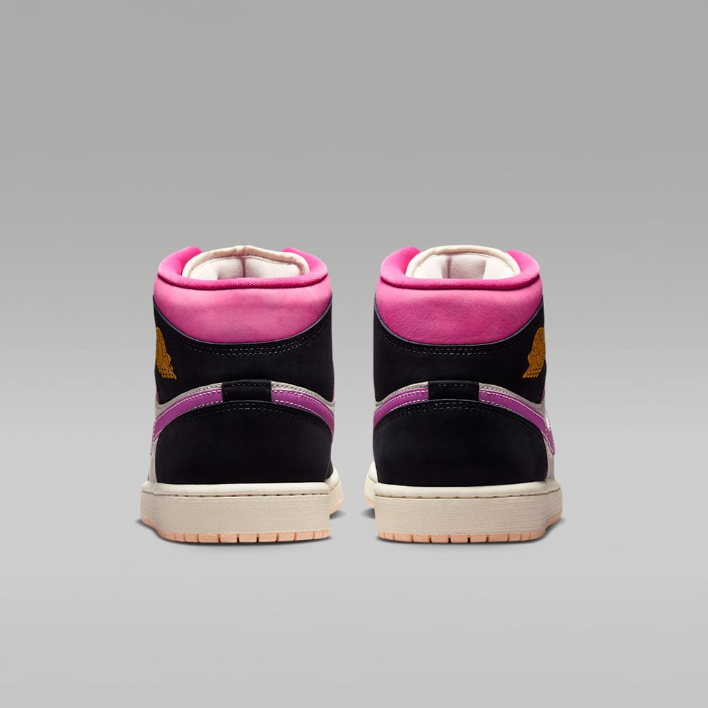 Women's Air Jordan 1 Mid SE Men's Shoes - Black/Sail/Pinksicle/University Gold
