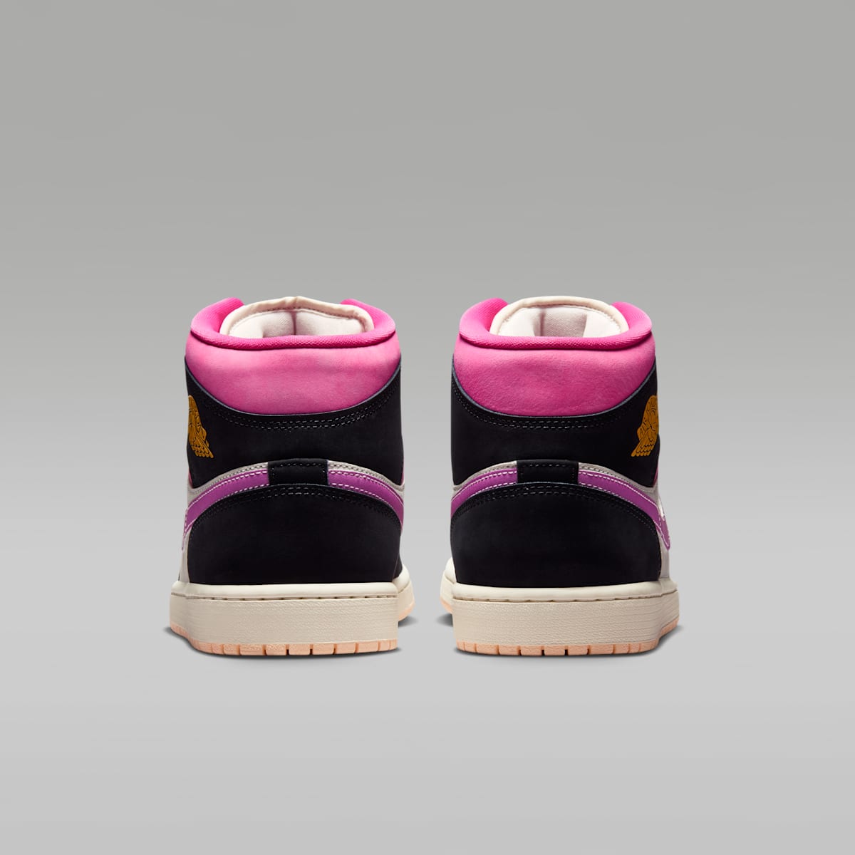 Women's Air Jordan 1 Mid SE Men's Shoes - Black/Sail/Pinksicle/University Gold