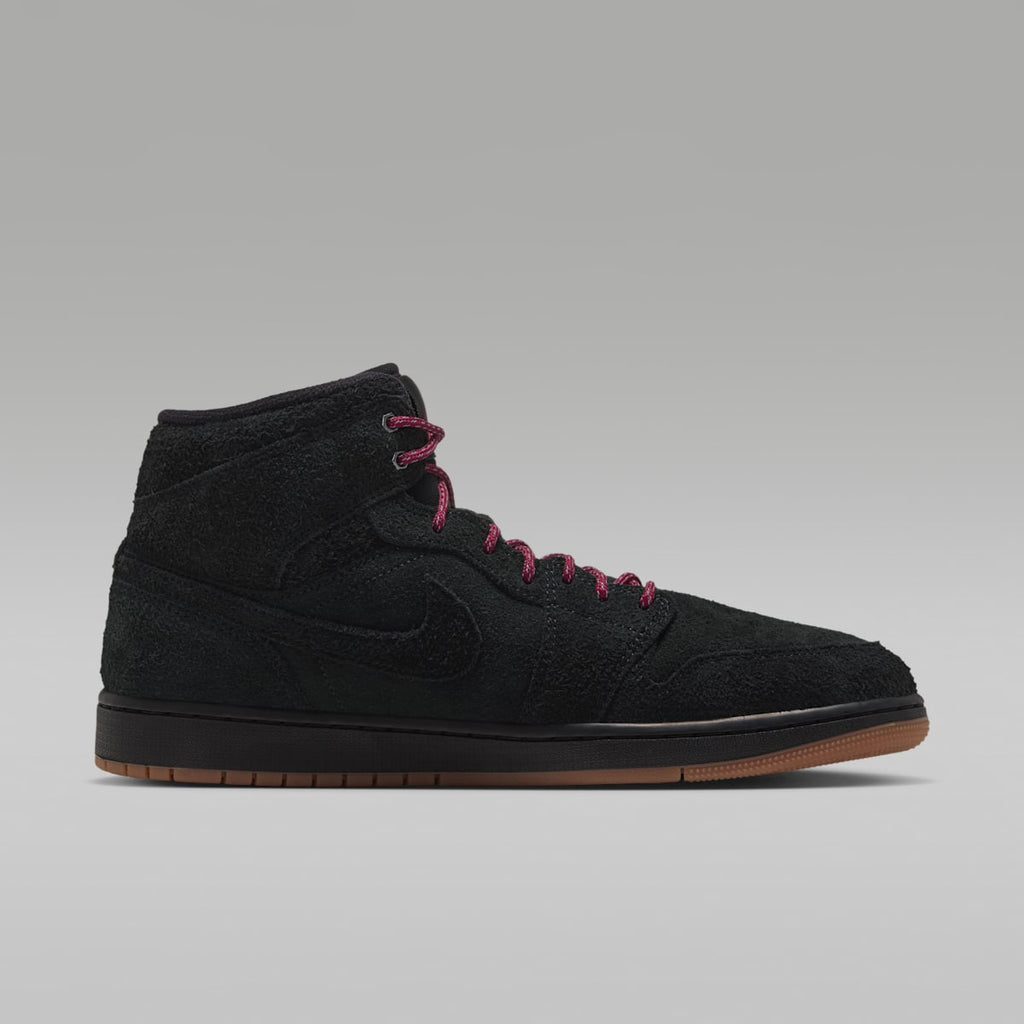 Air Jordan 1 Mid SE Men's Shoes - Black/Gum Medium Brown/Team Red - Image 3