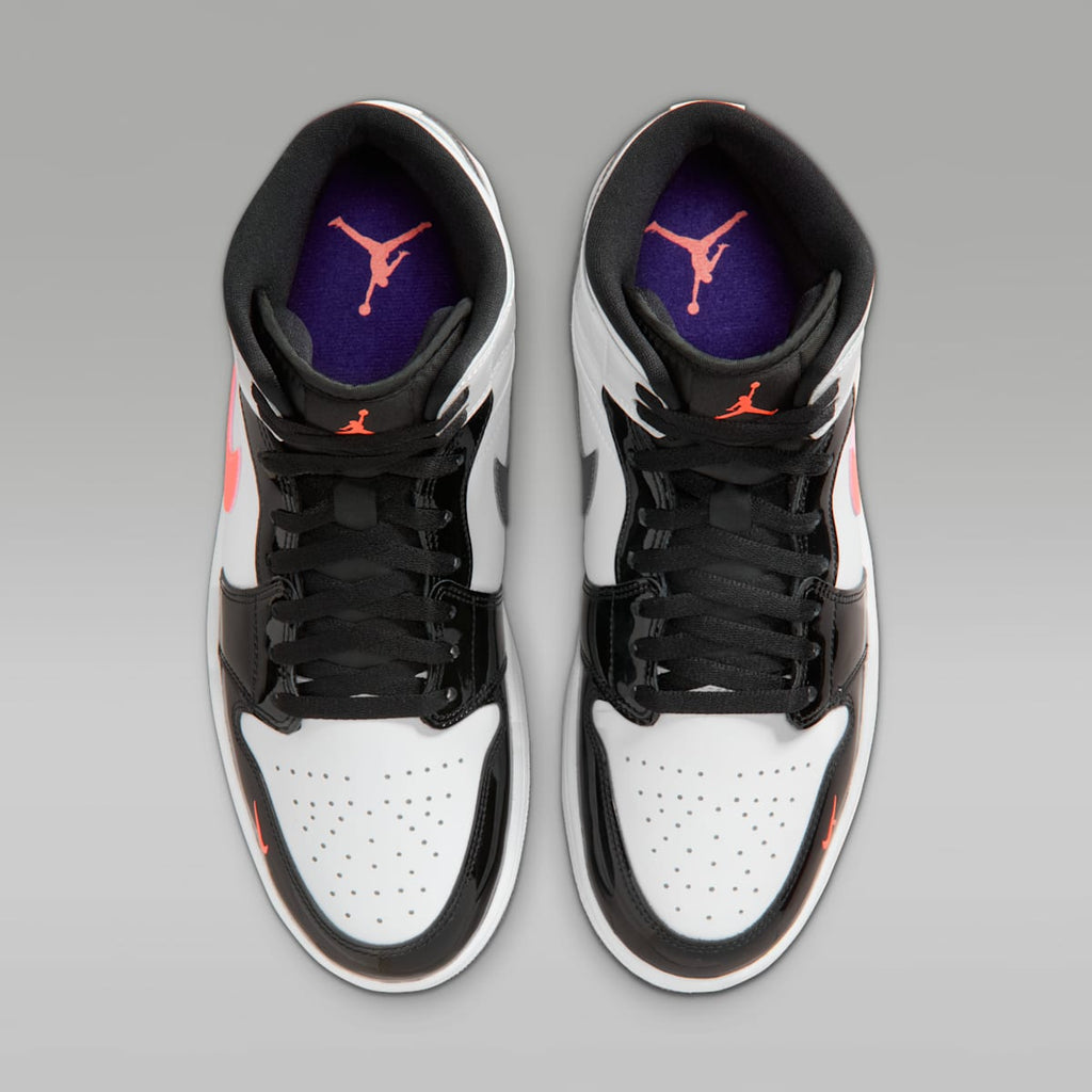 Air Jordan 1 Mid SE Men's Shoes - Black/White/Court Purple/Bright Mango - Image 4