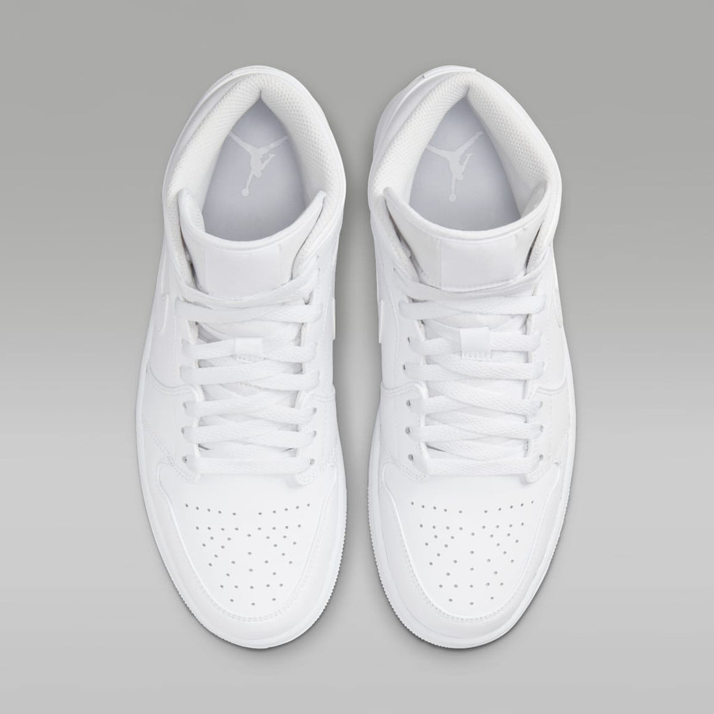 Air Jordan 1 Mid Men's Shoes - White/White/White - Image 4