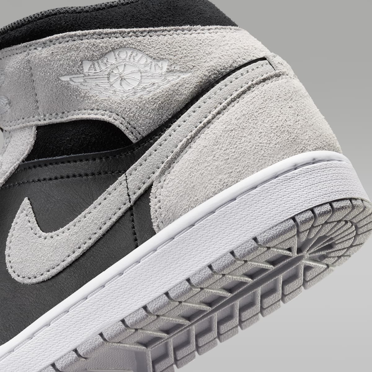Women's Air Jordan 1 Mid Men's Shoes - Light Smoke Grey/Black/White