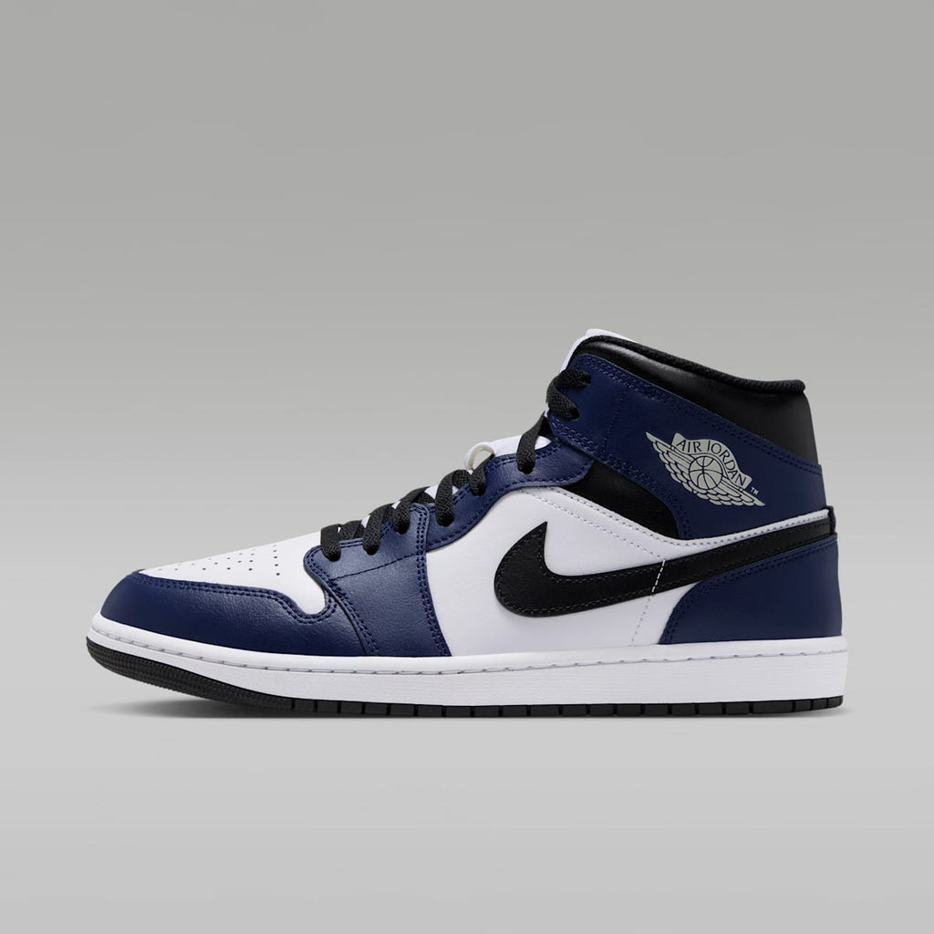 Women's Air Jordan 1 Mid Men's Shoes - White/College Navy/White/Tech Grey