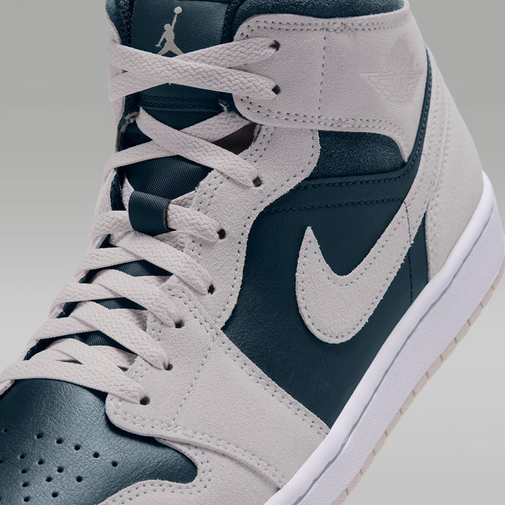 Air Jordan 1 Mid Men's Shoes - Light Orewood Brown/Midnight Spruce/White/Pale Ivory - Image 7