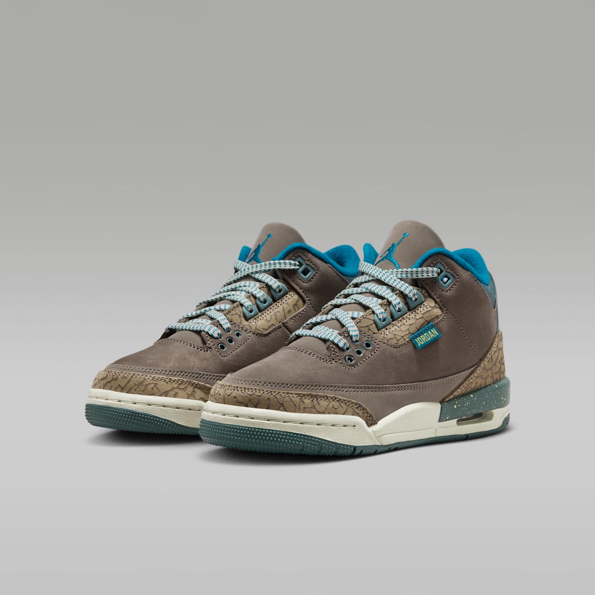 Air Jordan 3 Retro Big Kids' Shoes - Olive Grey/Khaki/Sea Glass/Green Abyss