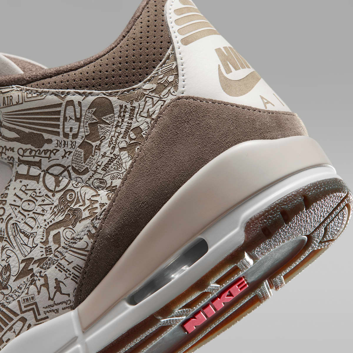 Air Jordan 3 Retro "Laser" Men's Shoes - Phantom/Palomino/Sail/University Red - Image 8