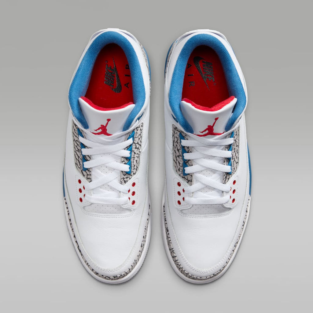 Air Jordan 3 Retro "True Blue" Men's Shoes - White/True Blue/Fire Red - Image 4
