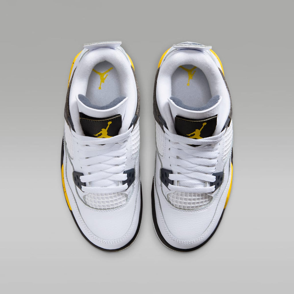 Air Jordan 4 Retro "Tour Yellow" Big Kids' Shoes - White/Dark Blue Grey/Black/Tour Yellow - Image 4