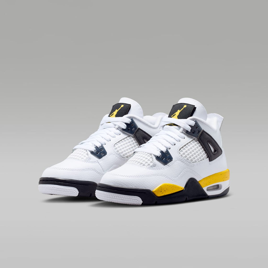 Air Jordan 4 Retro "Tour Yellow" Big Kids' Shoes - White/Dark Blue Grey/Black/Tour Yellow - Image 5