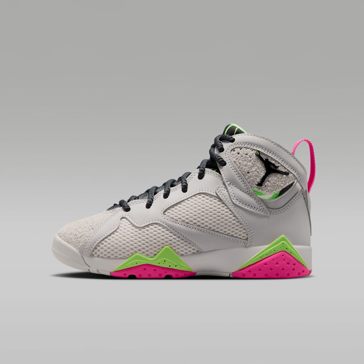 Air Jordan 7 Retro "Tennis Day" Big Kids' Shoes - Phantom/Lime Blast/Pink Blast/Anthracite - Image 1
