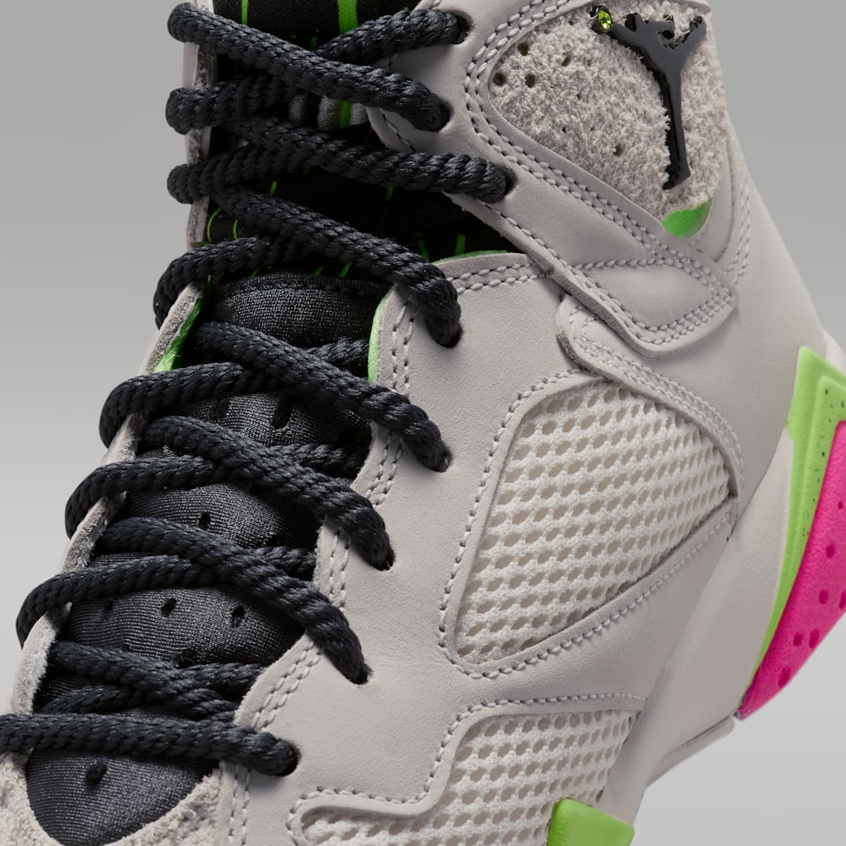 Air Jordan 7 Retro "Tennis Day" Big Kids' Shoes - Phantom/Lime Blast/Pink Blast/Anthracite - Image 7