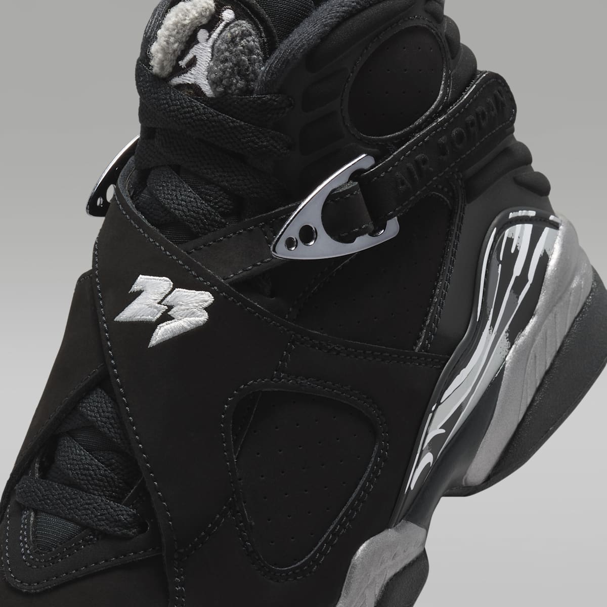 Air Jordan 8 Retro "Chrome" Big Kids' Shoes - Black/Light Graphite/White