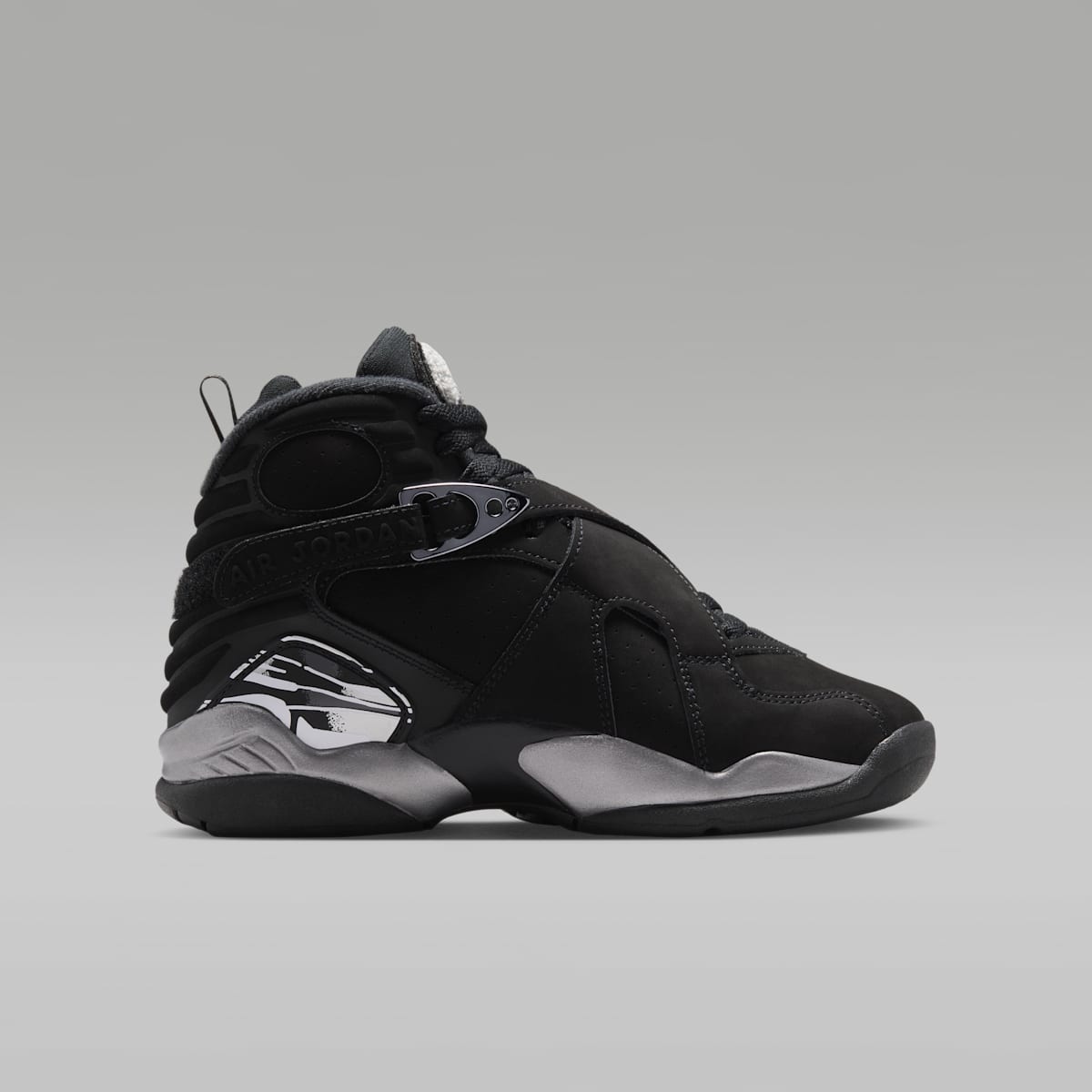 Air Jordan 8 Retro "Chrome" Big Kids' Shoes - Black/Light Graphite/White
