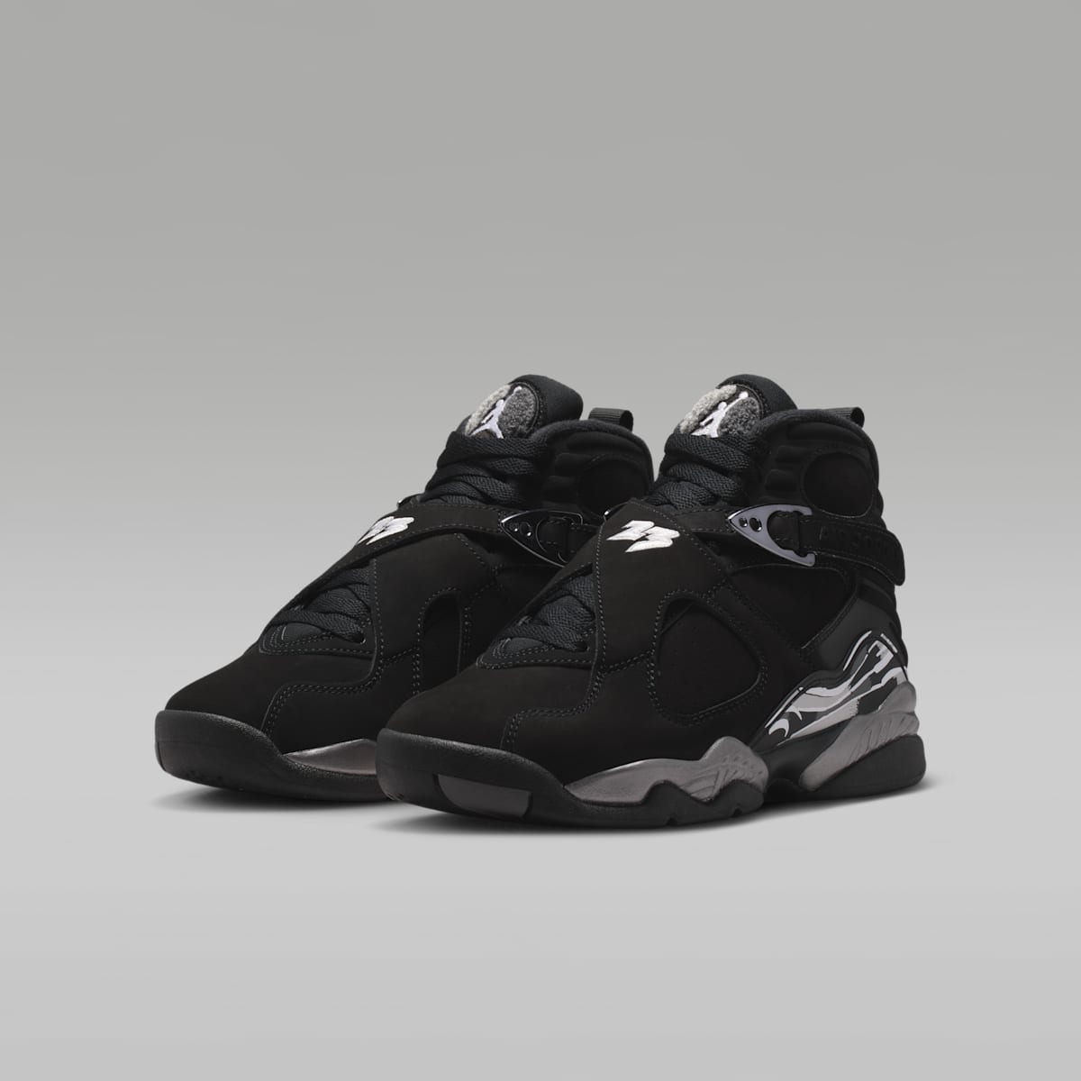 Air Jordan 8 Retro "Chrome" Big Kids' Shoes - Black/Light Graphite/White - Image 5