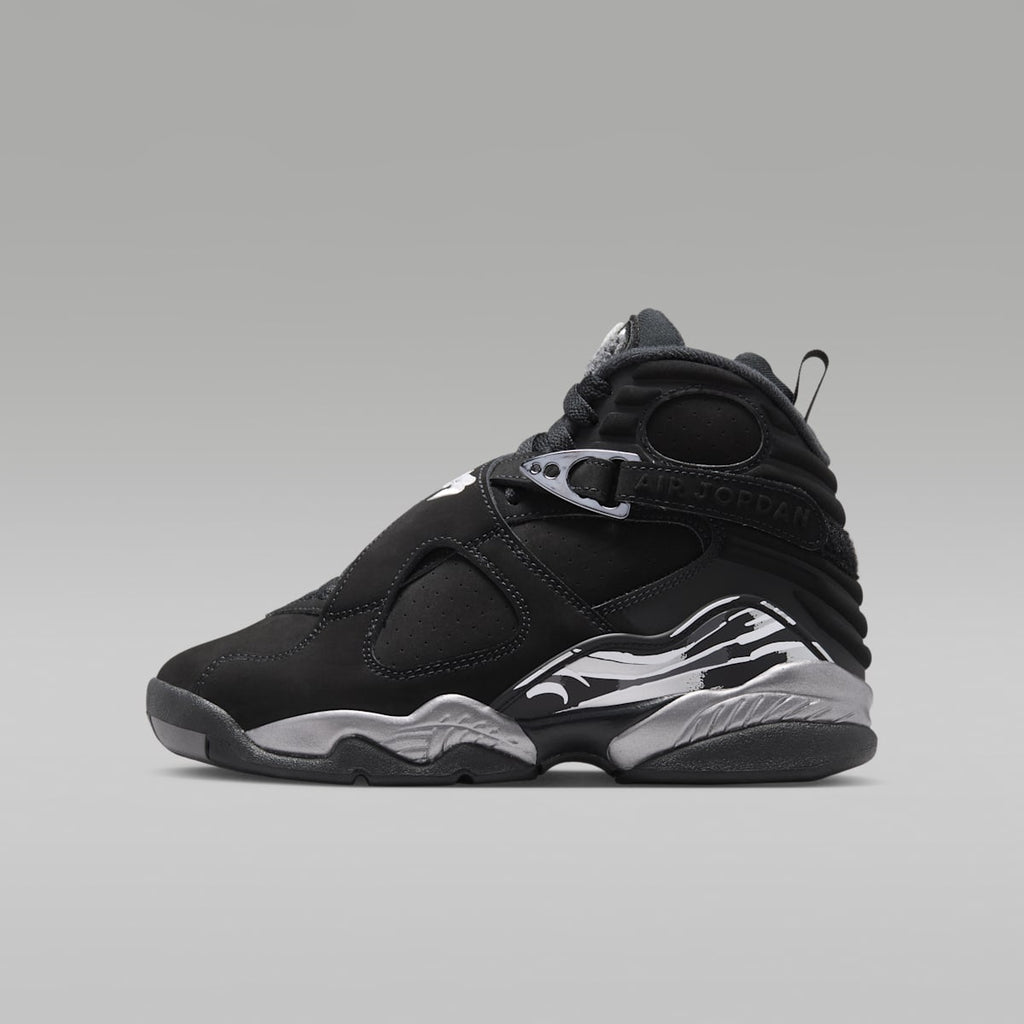 Air Jordan 8 Retro "Chrome" Big Kids' Shoes - Black/Light Graphite/White - Image 1
