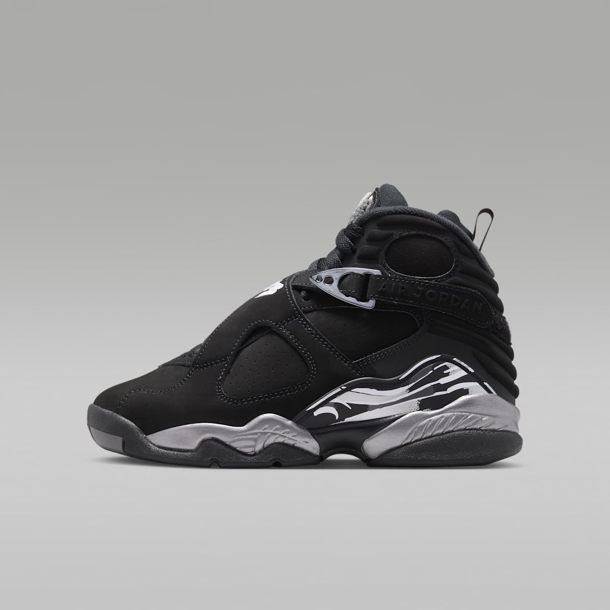 Air Jordan 8 Retro "Chrome" Big Kids' Shoes - Black/Light Graphite/White - Image 1