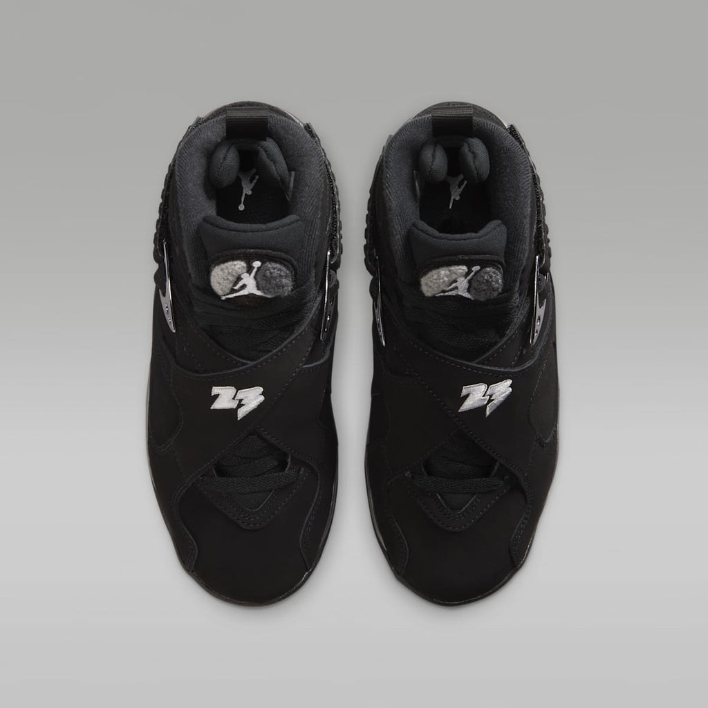 Air Jordan 8 Retro "Chrome" Big Kids' Shoes - Black/Light Graphite/White - Image 4